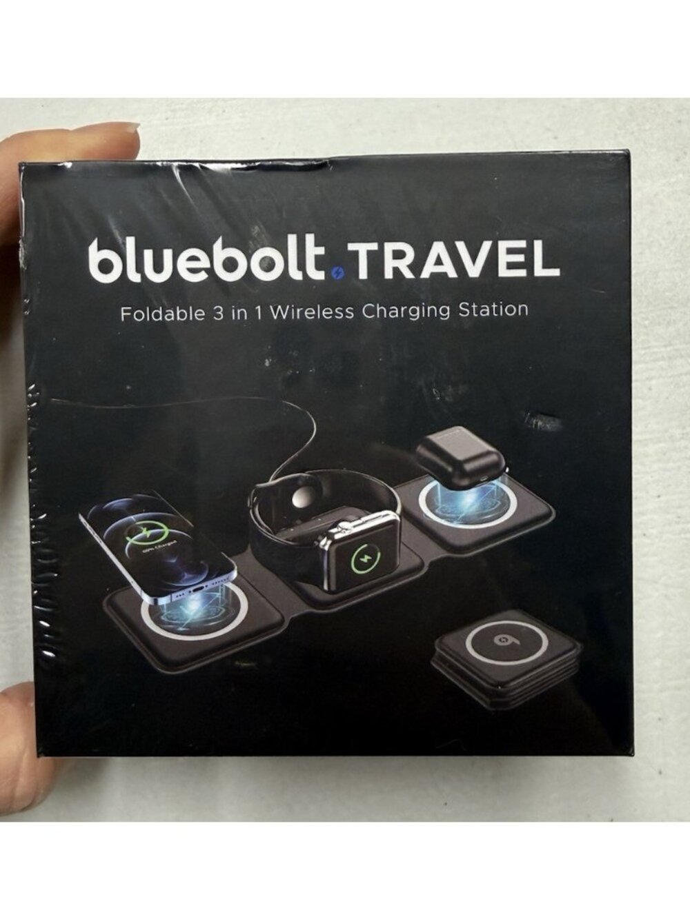 Wireless Charger 3 in 1 Wireless Charging Station Foldable Travel Fast Bluebolt